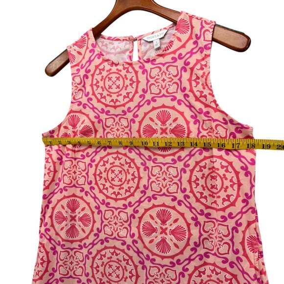 Crown & Ivy Mini Dress Pink Red Medallion Print Sleeveless Pockets Cotton Size S - Picture 8 of 11